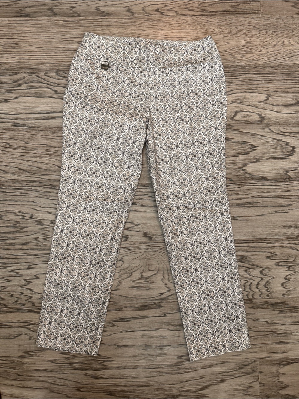 LISETTE Cream and Black Patterned Casual Pants